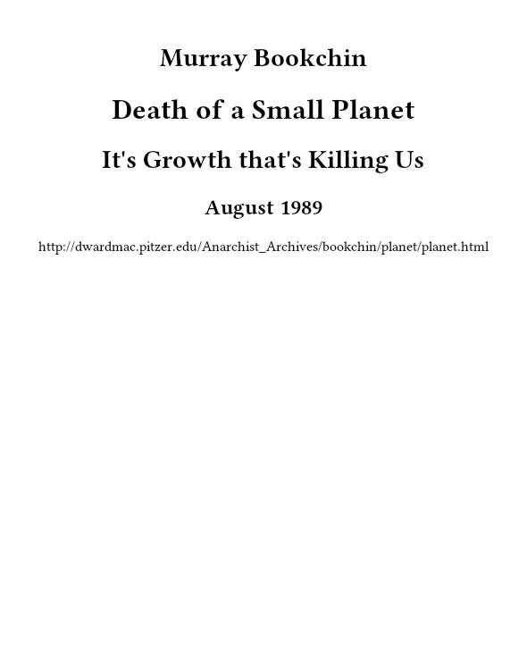 Death of a Small Planet