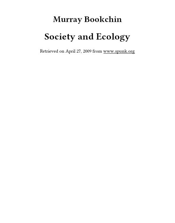 Society and Ecology